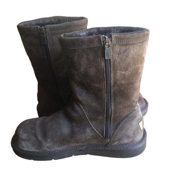 Ugg Roslyn Brown Suede Side Zip Mid Calf Boot Size 7 - Picture 5 of 12